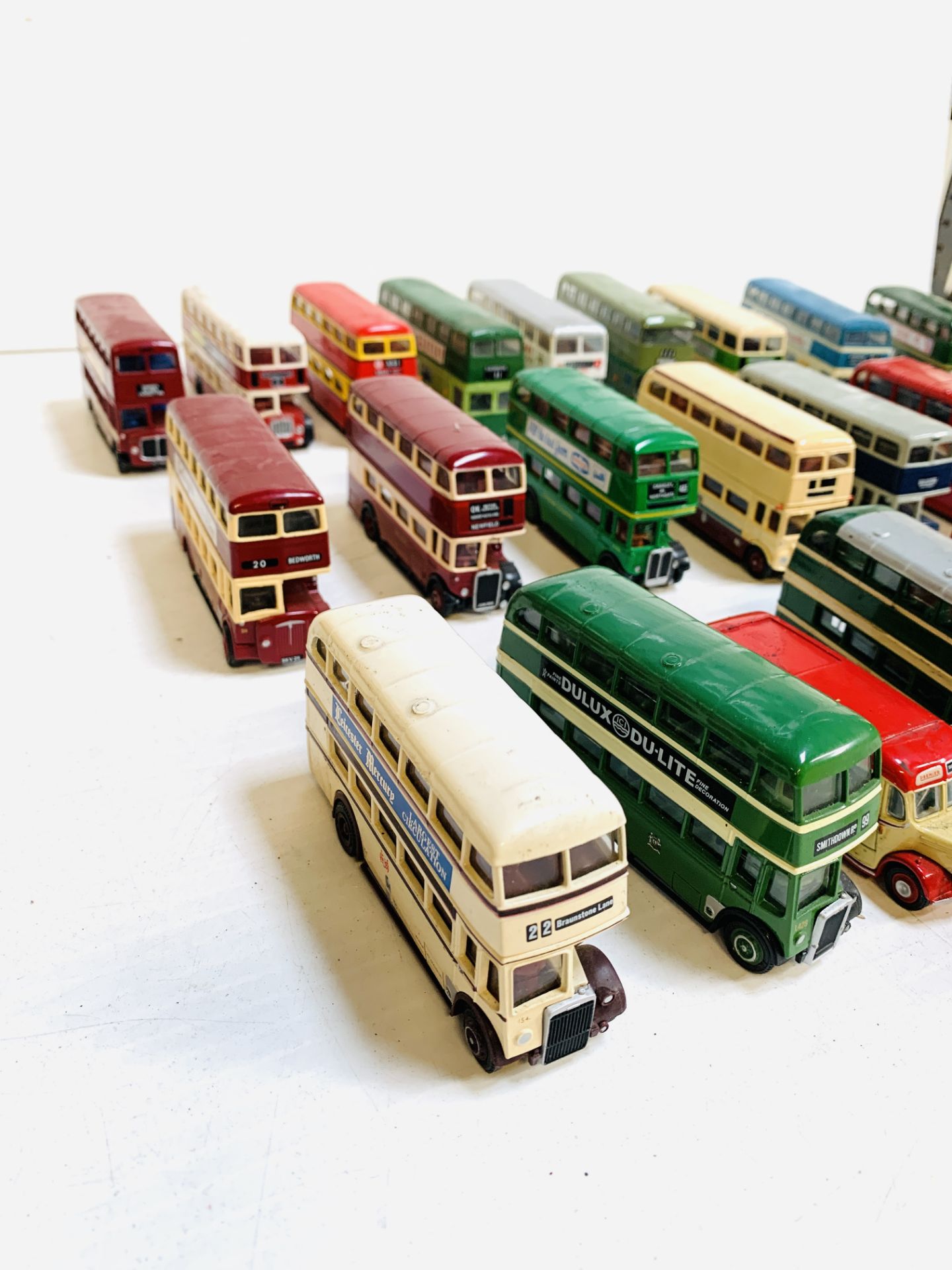 Twenty-two die-cast model double-decker buses; a Solido model car; and a steam traction engine. - Image 3 of 6