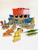 Kiddicraft wooden model Noah's Ark, complete with 9 pairs of animals.