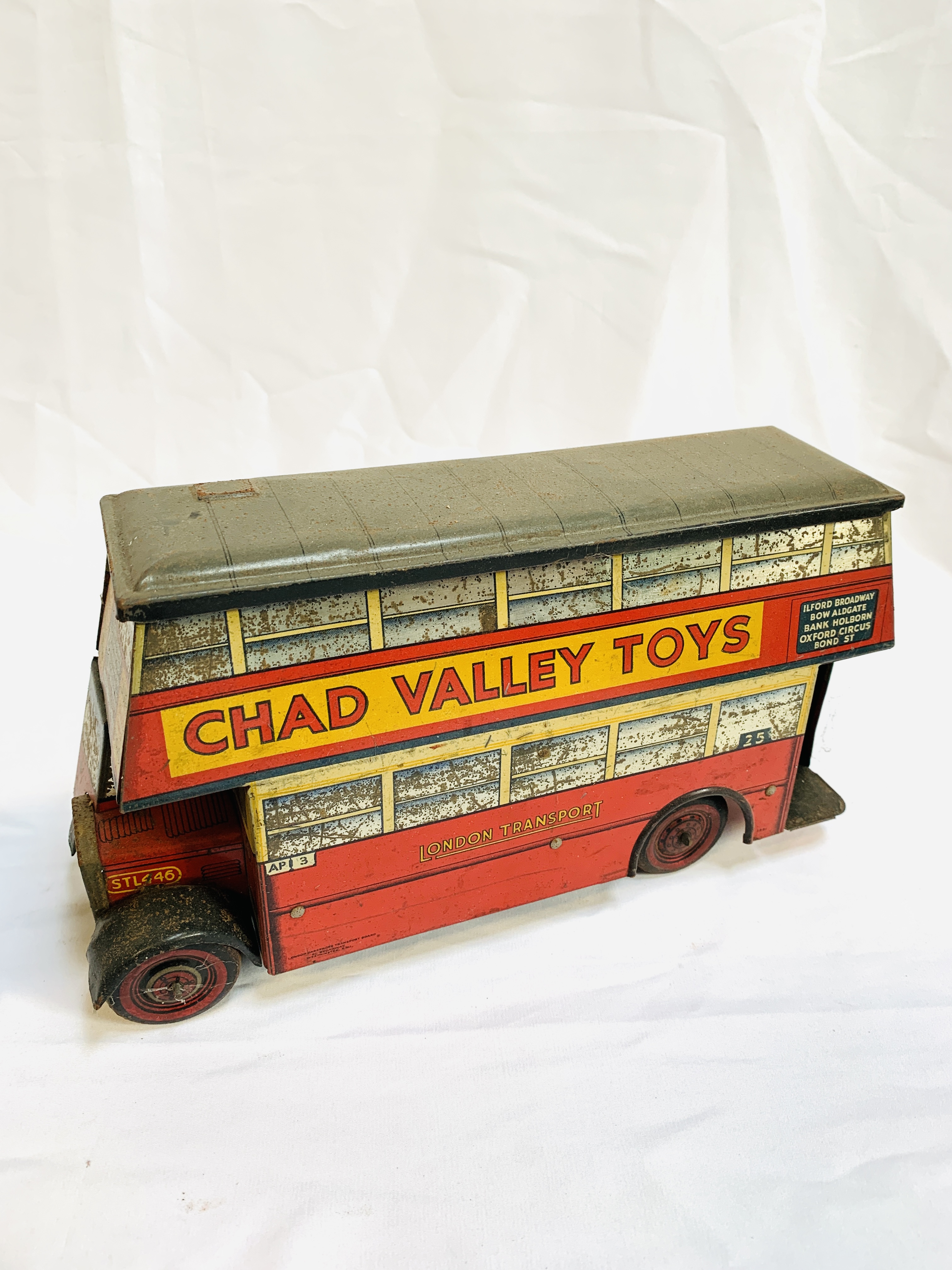 Chad Valley toys tin plate model London Transport bus; tinplate clockwork model tanker - Image 2 of 5