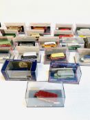 Collection of diecast model coaches and buses