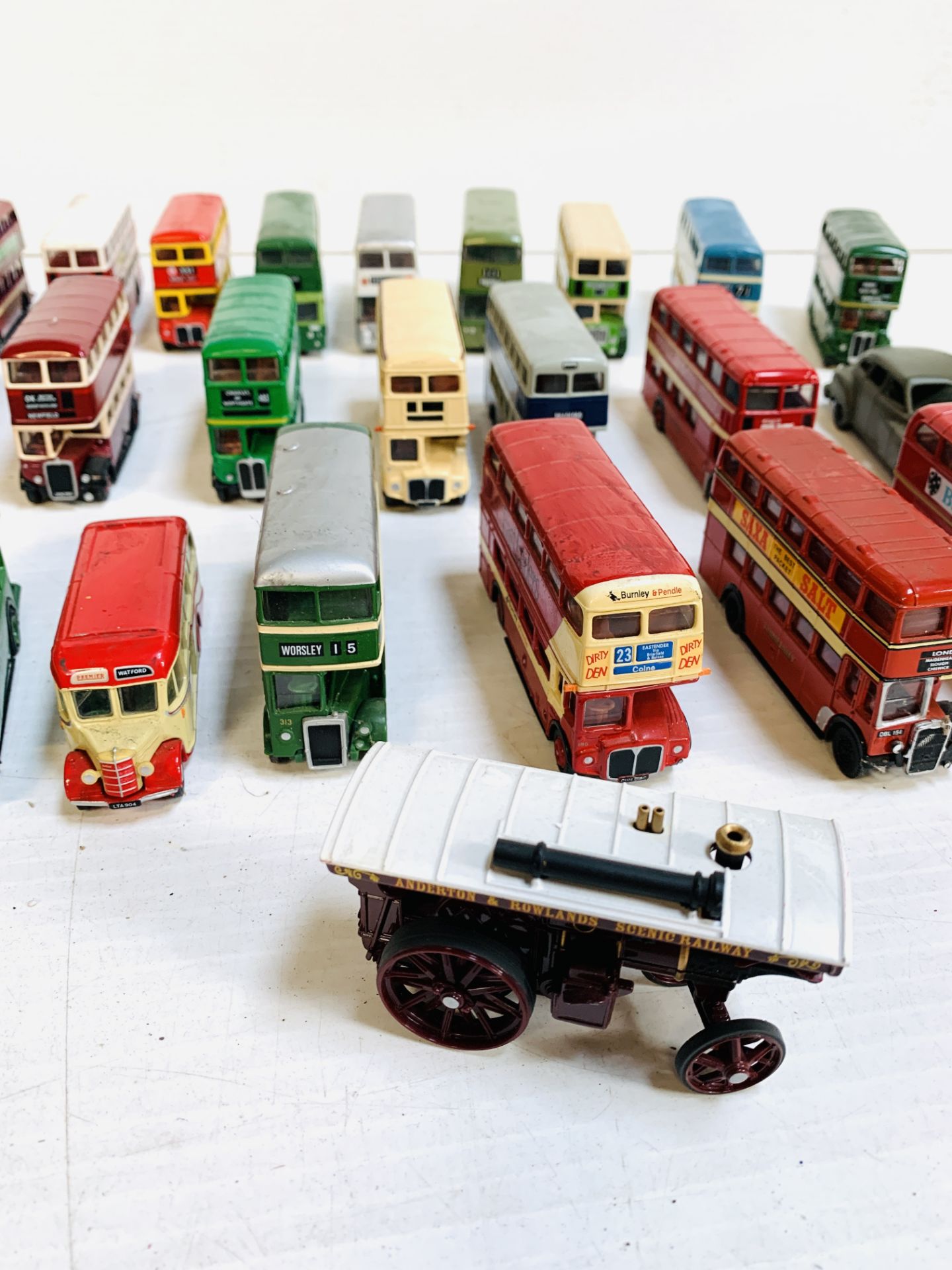 Twenty-two die-cast model double-decker buses; a Solido model car; and a steam traction engine. - Image 6 of 6