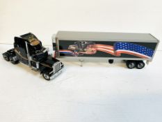 Franklin Mint 1:32 scale Peterbilt 379 truck; together with a model refrigerated trailer.