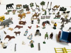 Collection of 70 mainly lead figures, animals and trees