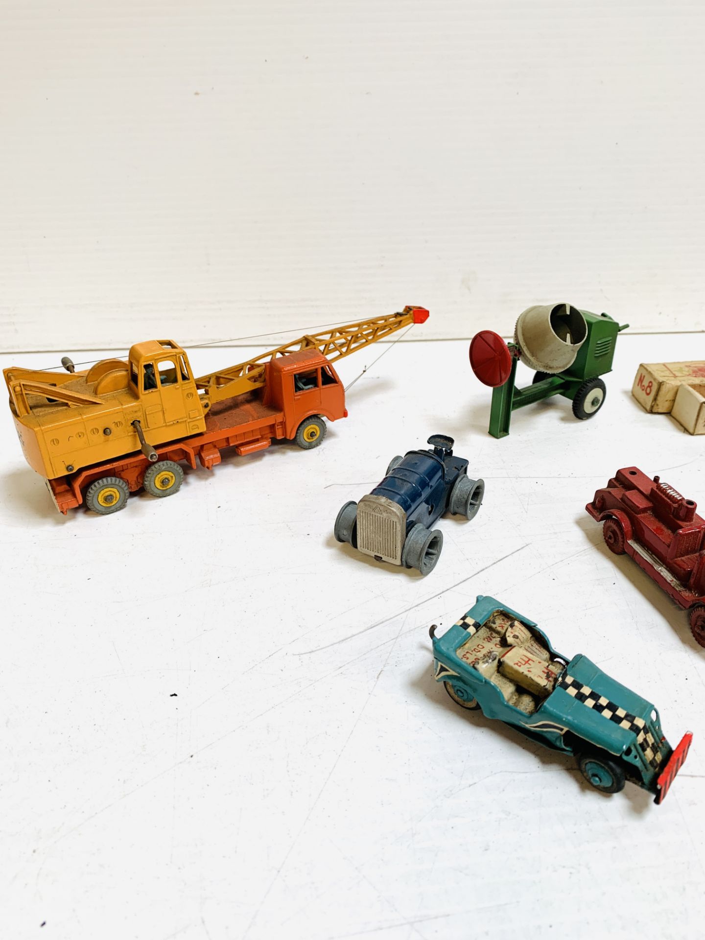 Dinky 20 ton lorry mounted crane; Gaiety toy train set; Tri-ang Minic clockwork model racing car - Image 2 of 5