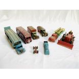 Collection of Dinky toys model vehicles, two Triang lorries and a Prescent diecast locomotive