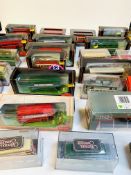 Collection of diecast model buses