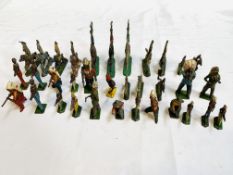 Collection of mainly lead cowboys and native American figurines