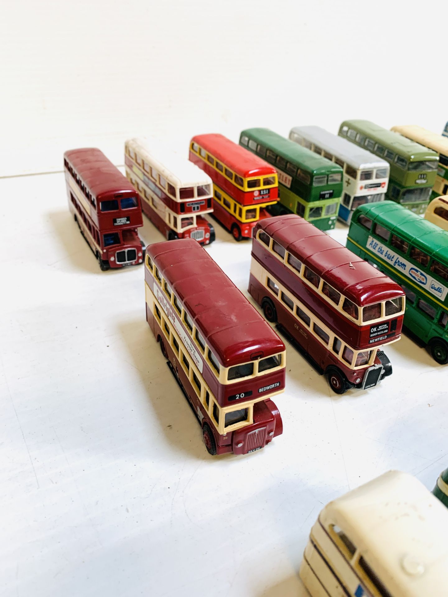 Twenty-two die-cast model double-decker buses; a Solido model car; and a steam traction engine. - Image 5 of 6