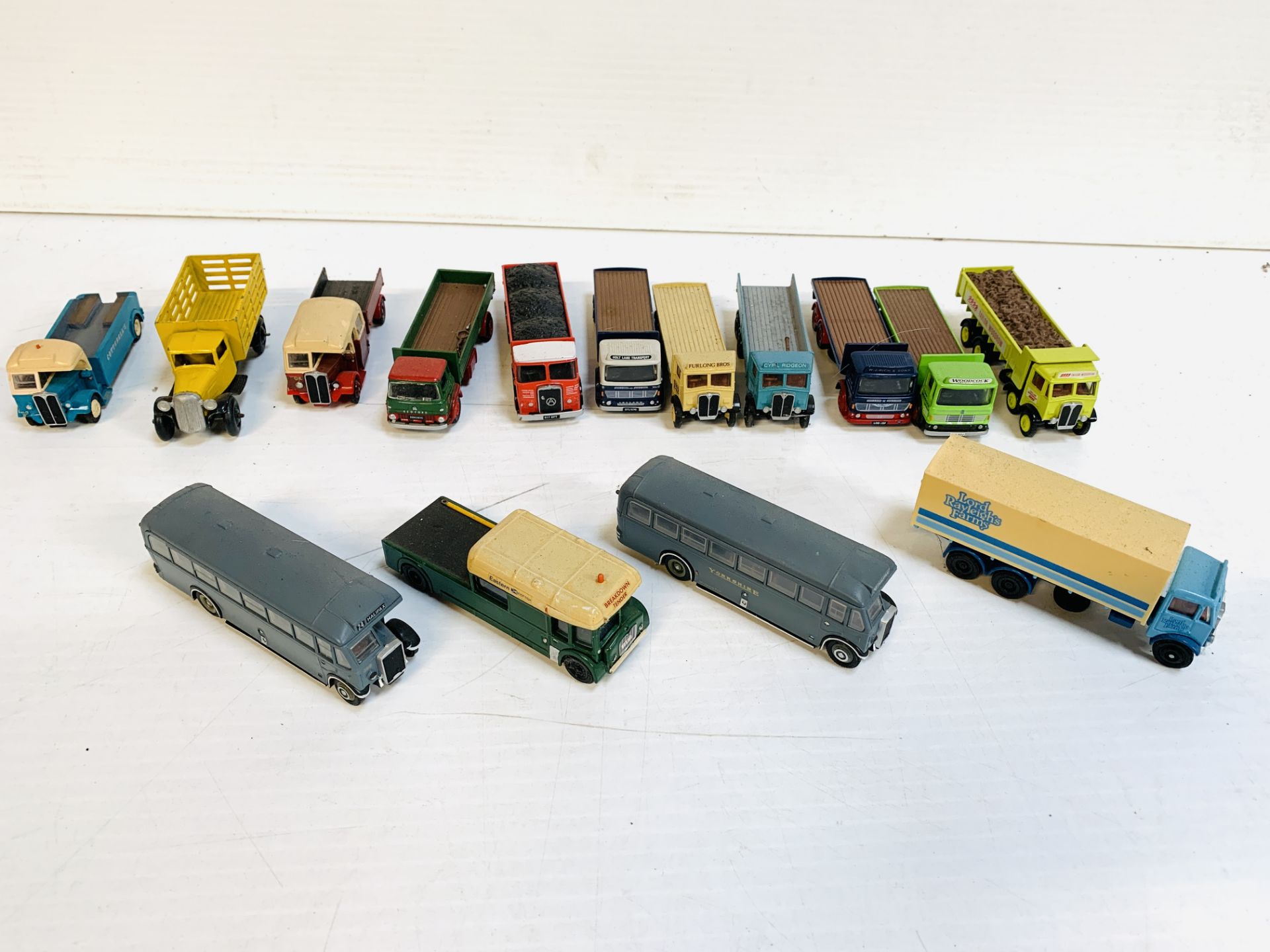Fifteen diecast model lorries and coaches