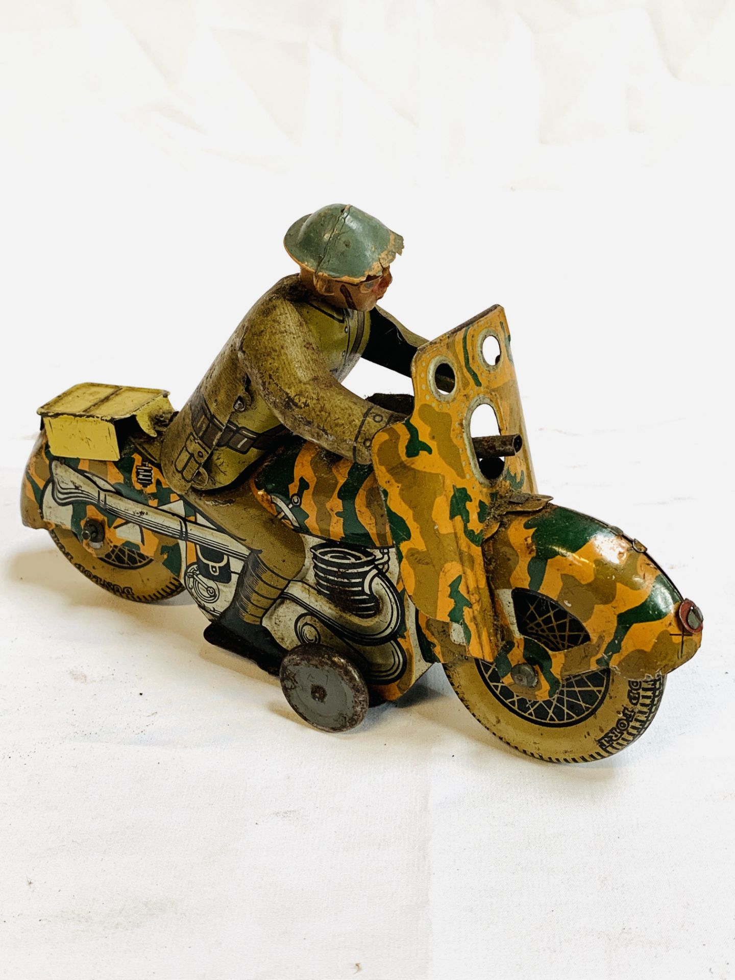 Tinplate clockwork military motorcyclist. - Image 2 of 4