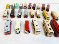 Twenty-four die-cast model buses and coaches.