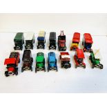 Fourteen Corgi model lorries and vans