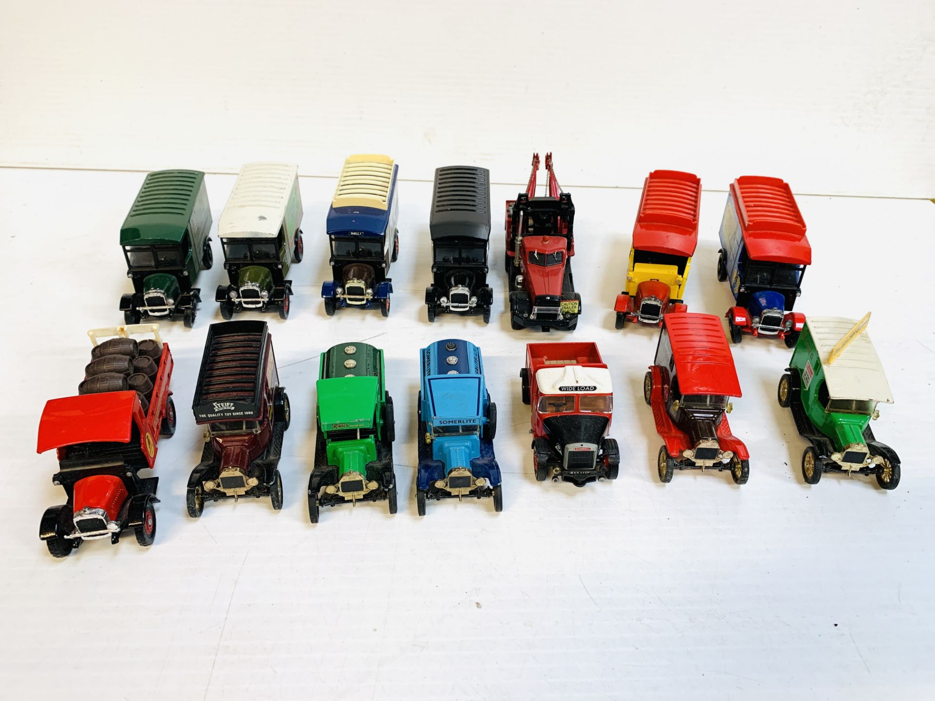 Fourteen Corgi model lorries and vans