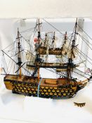 Nauticalia 1:140 scale model of HMS Victory; model of a 3 masted yacht and a model of a galleon