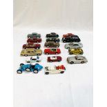 Seventeen diecast model cars