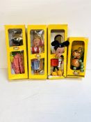 Four boxed Pelham puppets