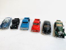Six Danbury Mint 1:24 model vehicles