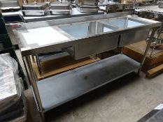 Double bowl left hand sink and drainer with undershelf