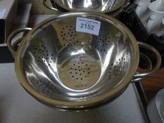 Two stainless steel colanders