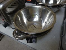 Two stainless steel colanders