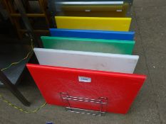 Colour chopping boards x 5 and rack