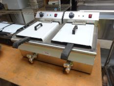 Infernus double tank electric fryer with front drain valves