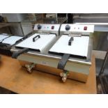 Infernus double tank electric fryer with front drain valves