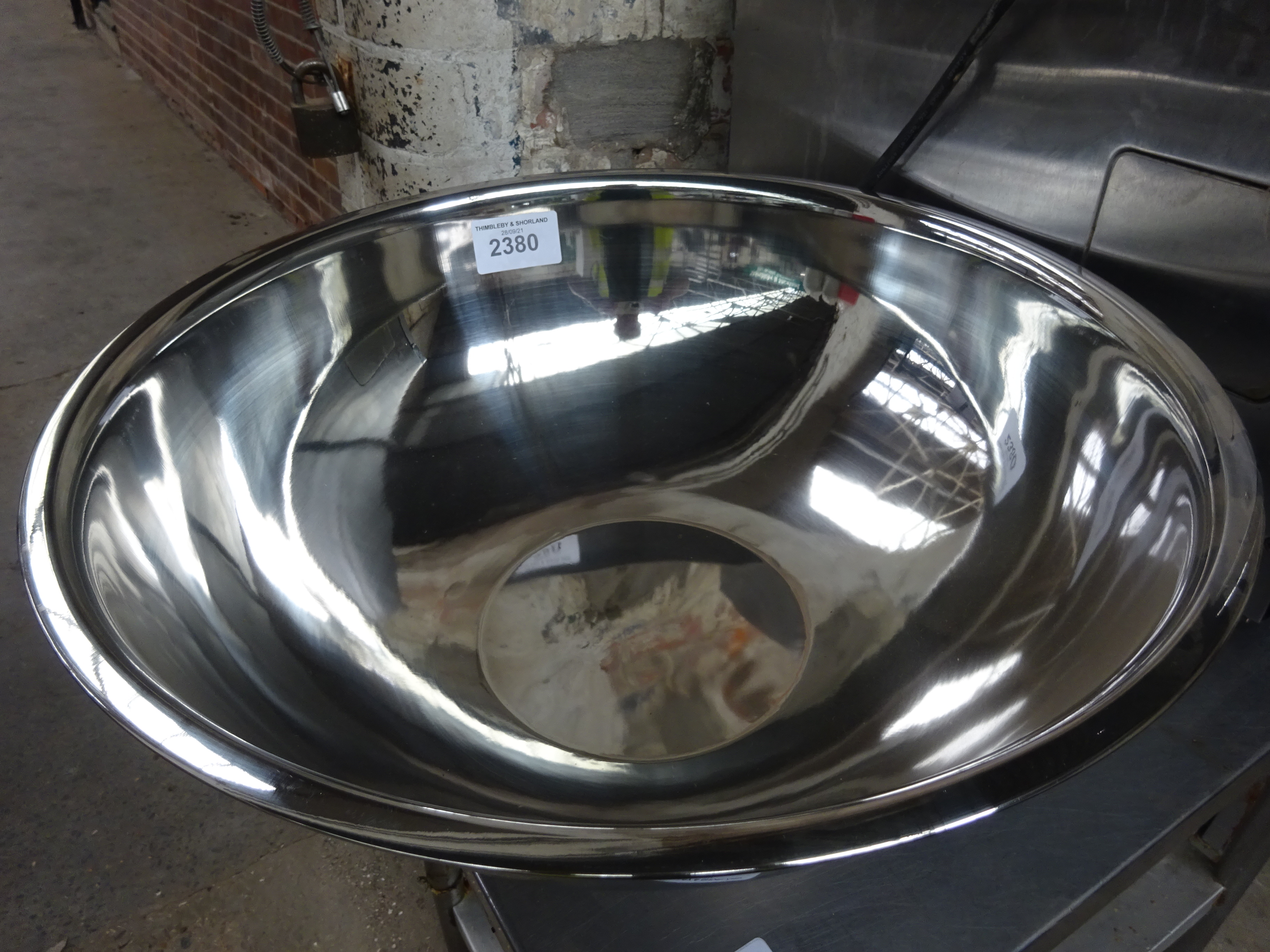 Large stainless steel mixing bowl