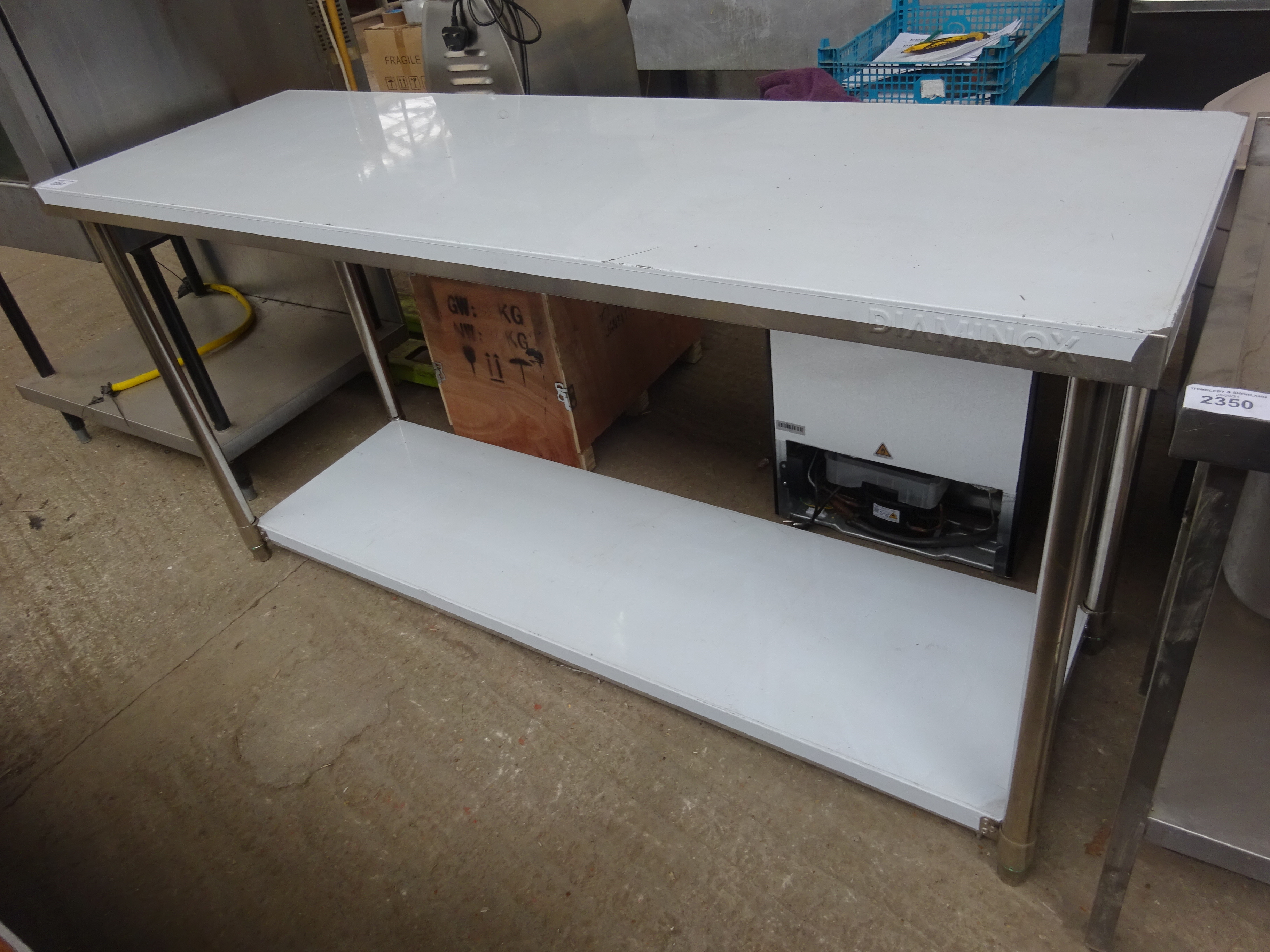 Diaminox prep table with under shelf