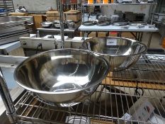 Two stainless steel mixing bowls