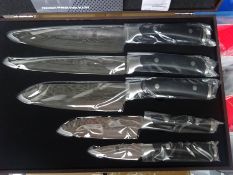 Five piece knife set in wooden box