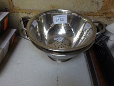 Two stainless steel colanders