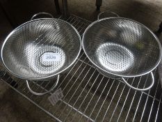 Two stainless steel colanders