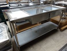 Double bowl left hand sink and drainer with undershelf