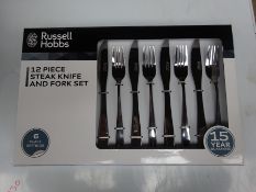 Twelve piece Russell Hobbs steak knife and fork set