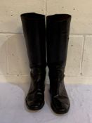 Long black leather riding boots
