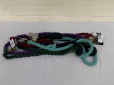 Five Rhinegold 2m lead ropes, various colours