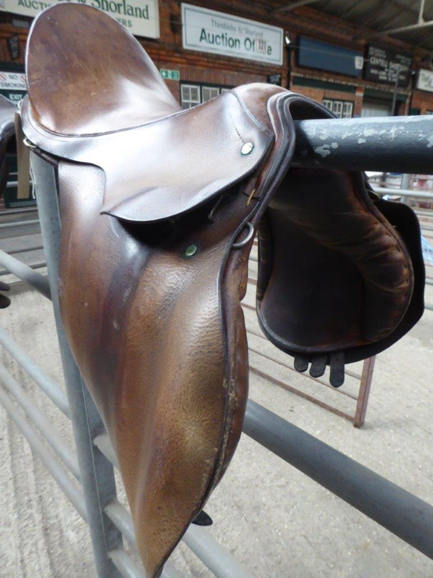 Brown leather hunting saddle by Barnsby & Son, Walsall. - Image 3 of 3