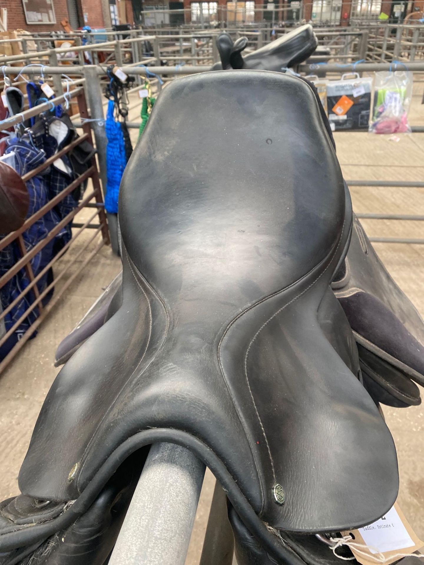 Black leather saddle 18". This item carries VAT.