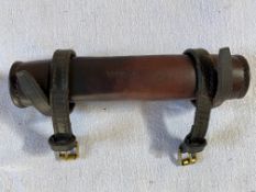Leather whip holder with brass buckles by T. Pickering, 20cms.