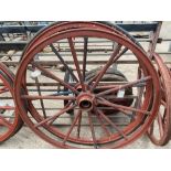 Pair of 45ins steel carriage wheels