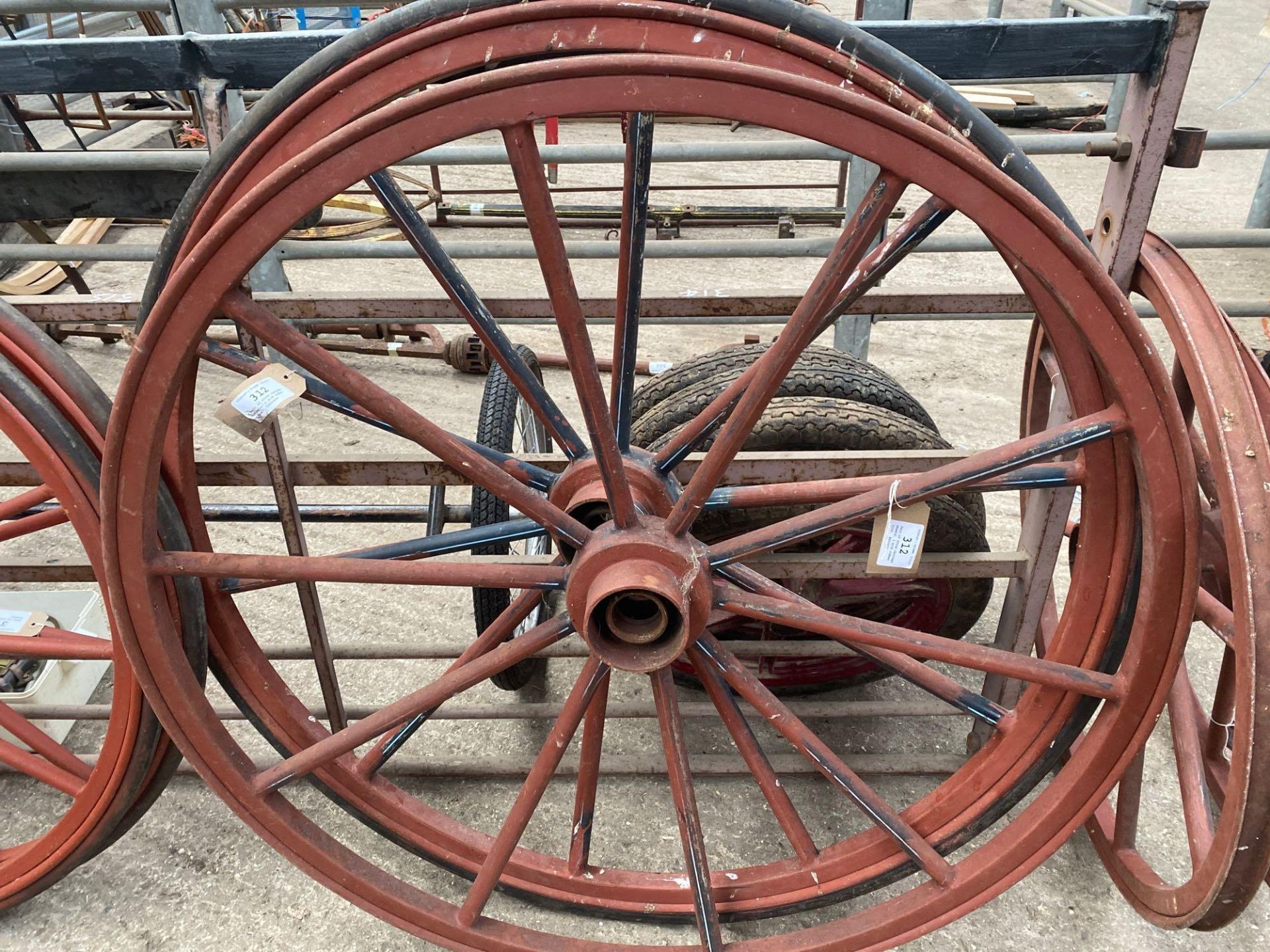 Pair of 45ins steel carriage wheels