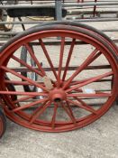 Pair of 37ins steel carriage wheels