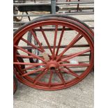 Pair of 37ins steel carriage wheels