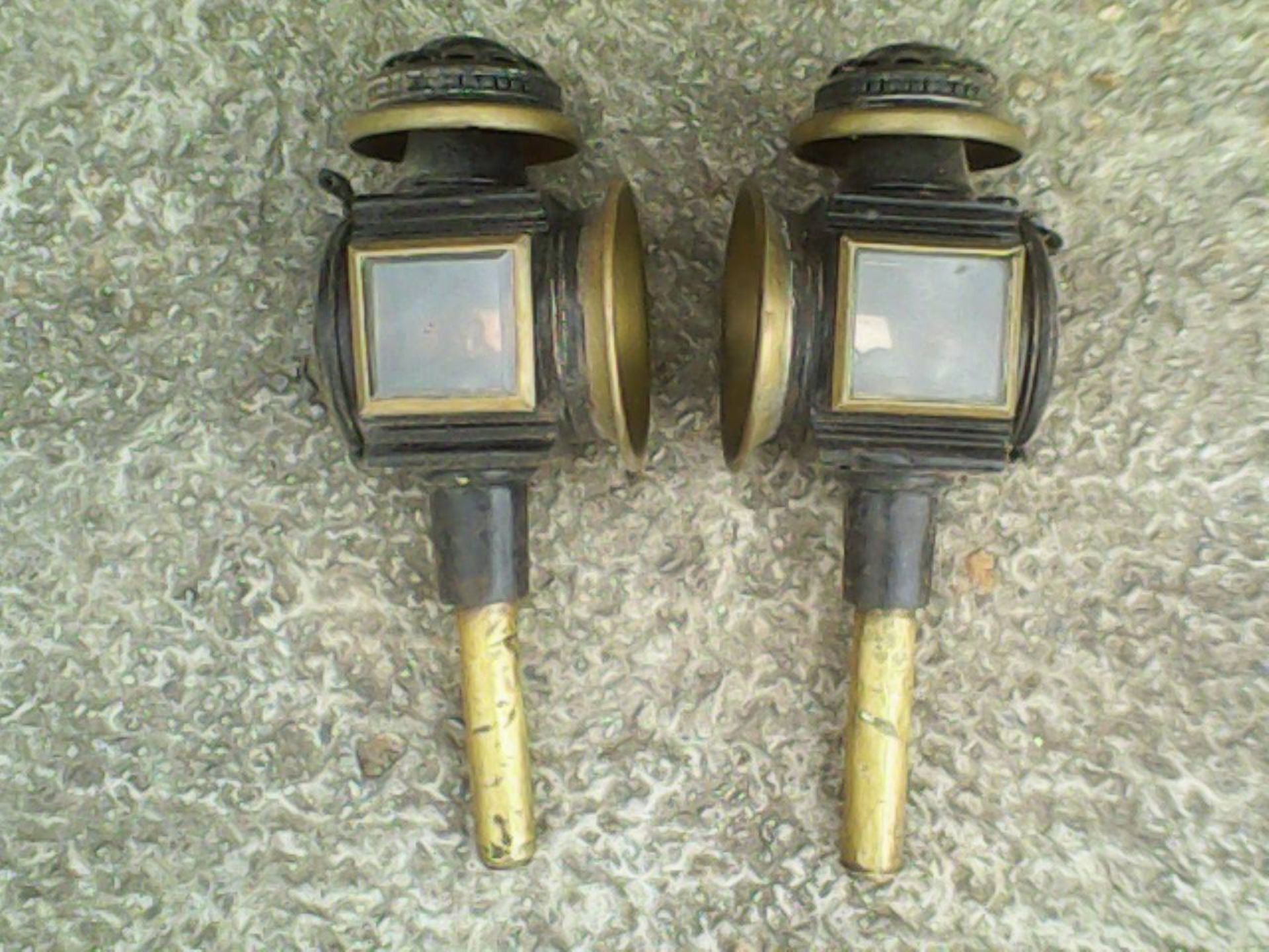Pair of brass coach lamps
