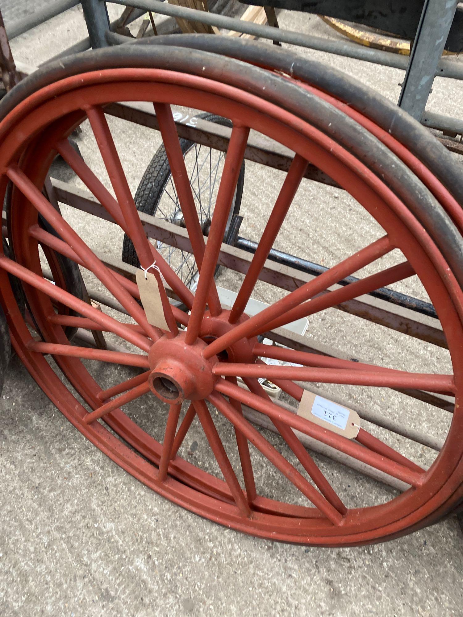 Pair of 37ins steel carriage wheels - Image 2 of 2