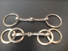 Two 6ins solid nickel bits - 1 x loose ring snaffle and 1 x loose ring Wilson.