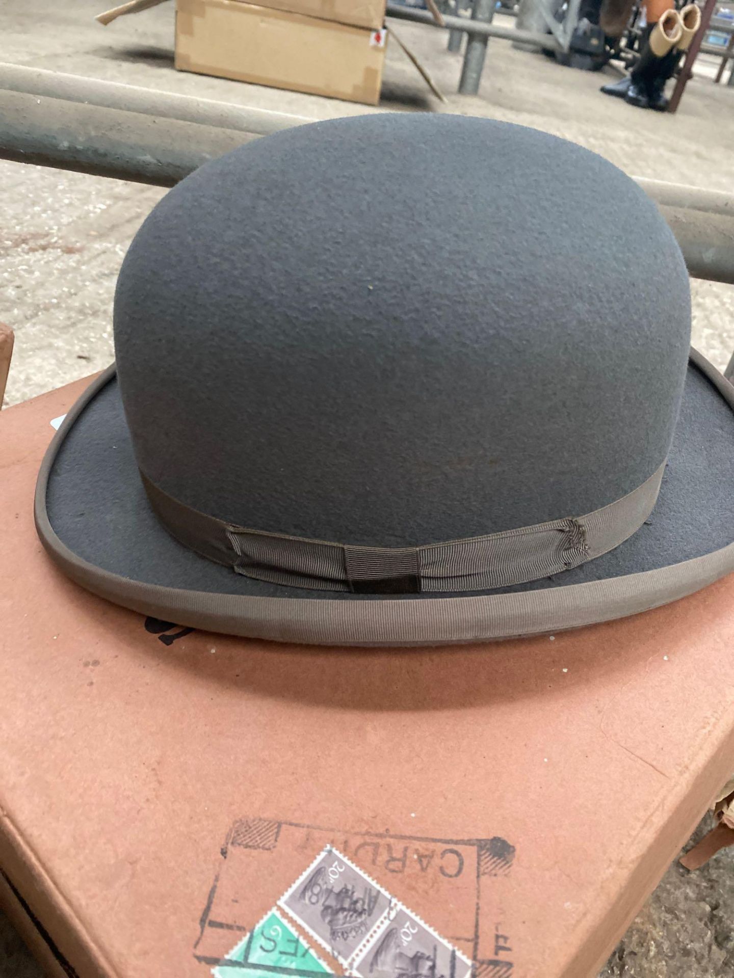 2 bowler hats size 7.5ins (61) by Moss Bros., of Covent Garden - 1 dark brown, 1 grey. - Image 3 of 3