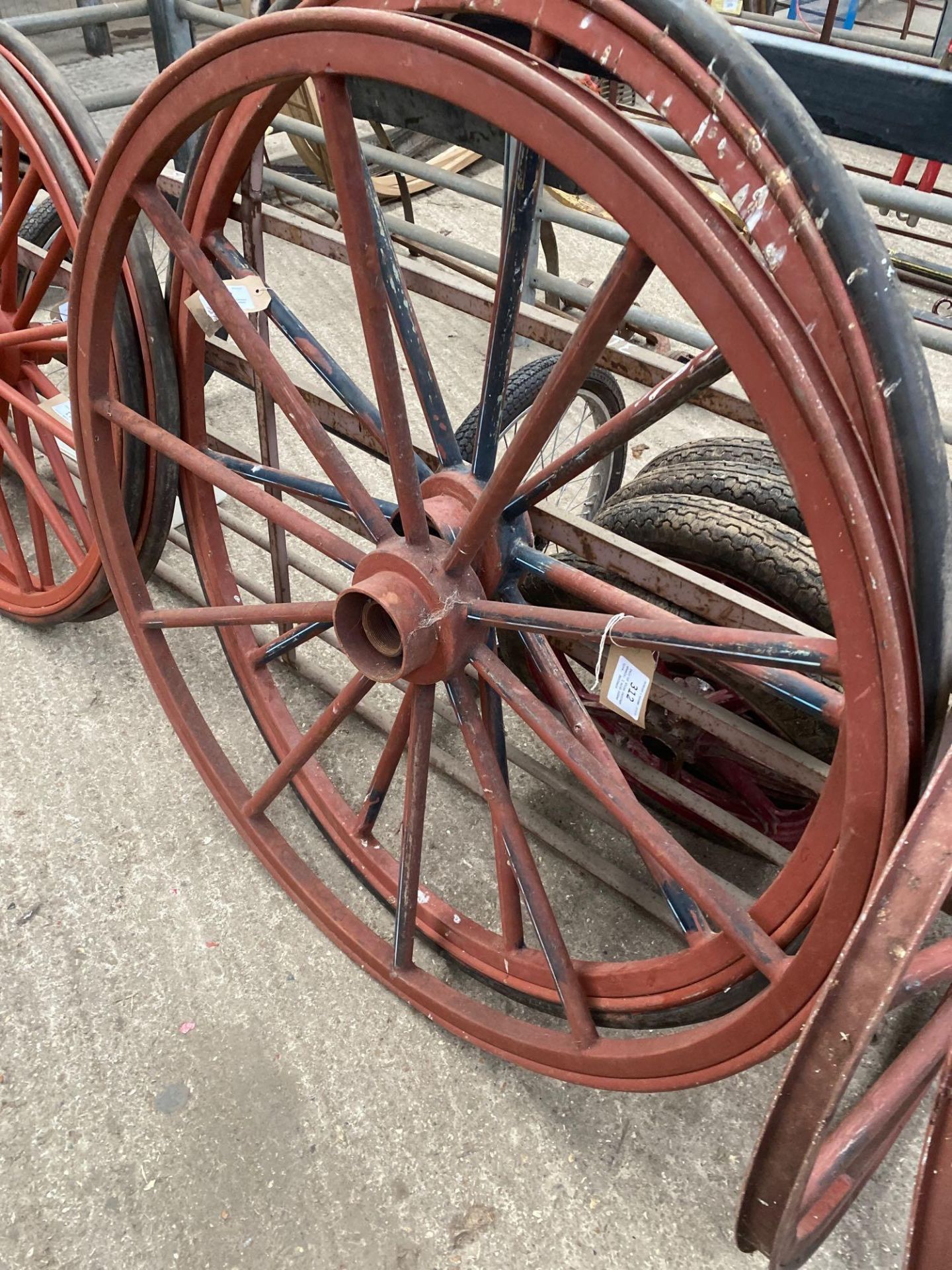 Pair of 45ins steel carriage wheels - Image 2 of 2