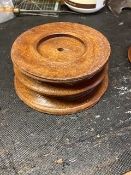 Two wooden double whip reels